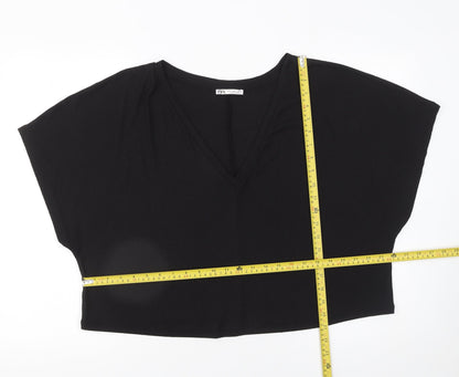 Womens UK Size L Zara Black Cropped T-Shirt