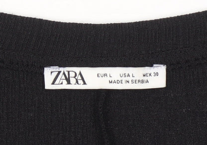 Womens UK Size L Zara Black Cropped T-Shirt