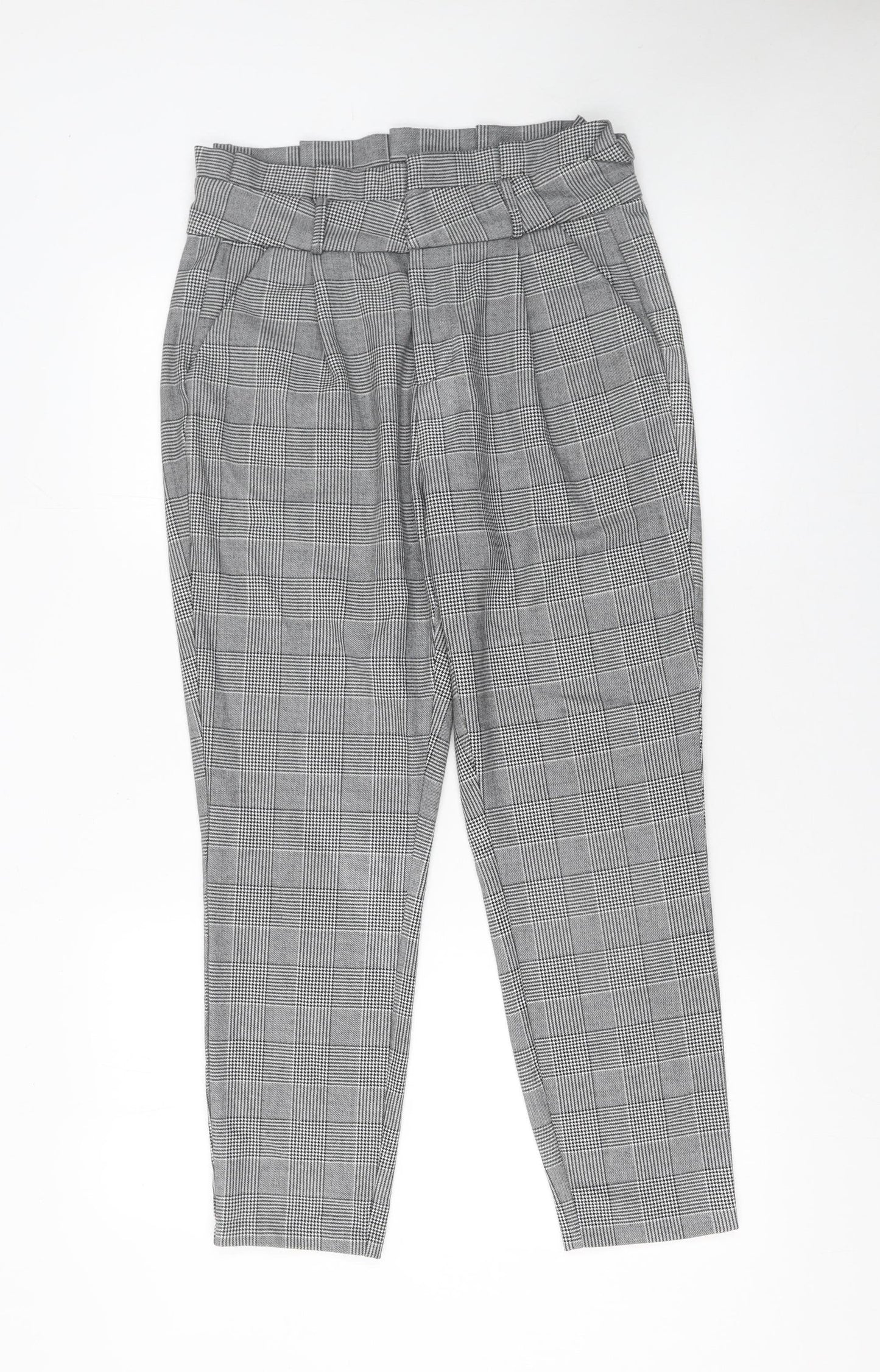 Womens UK Size M VERO MODA Regular Fit Paperbag Grey Trousers
