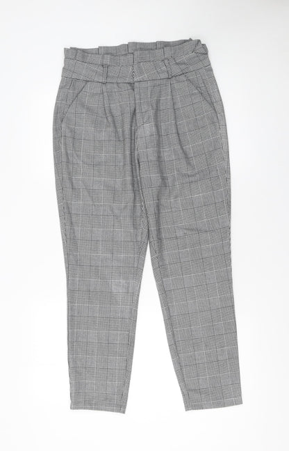 Womens UK Size M VERO MODA Regular Fit Paperbag Grey Trousers