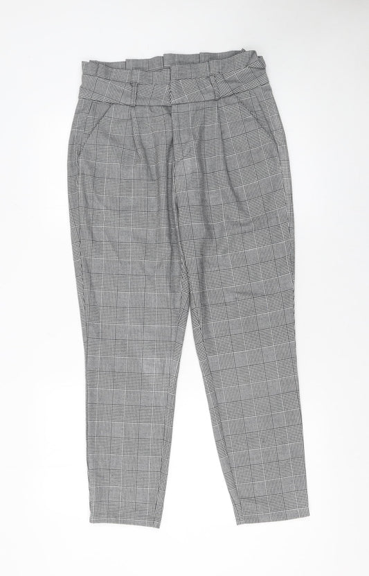 Womens UK Size M VERO MODA Regular Fit Paperbag Grey Trousers