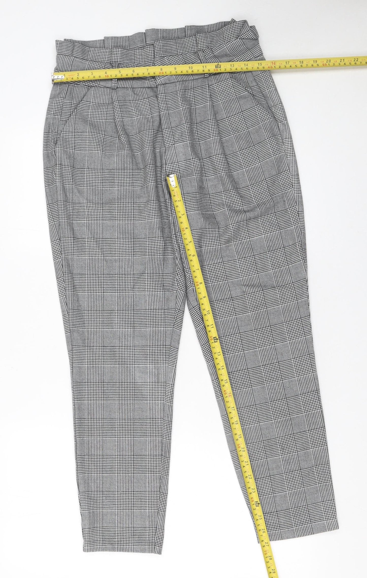 Womens UK Size M VERO MODA Regular Fit Paperbag Grey Trousers