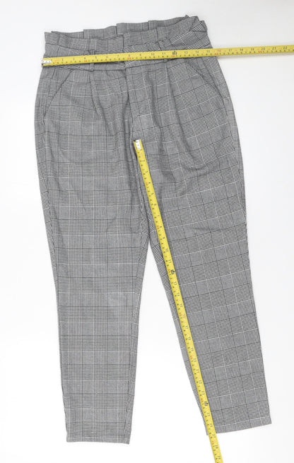 Womens UK Size M VERO MODA Regular Fit Paperbag Grey Trousers