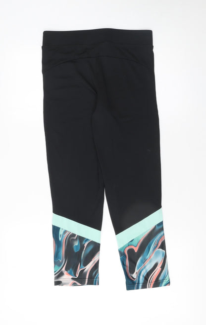 Dunnes Stores Women Black Capri Leggings Small Stretch Activewear