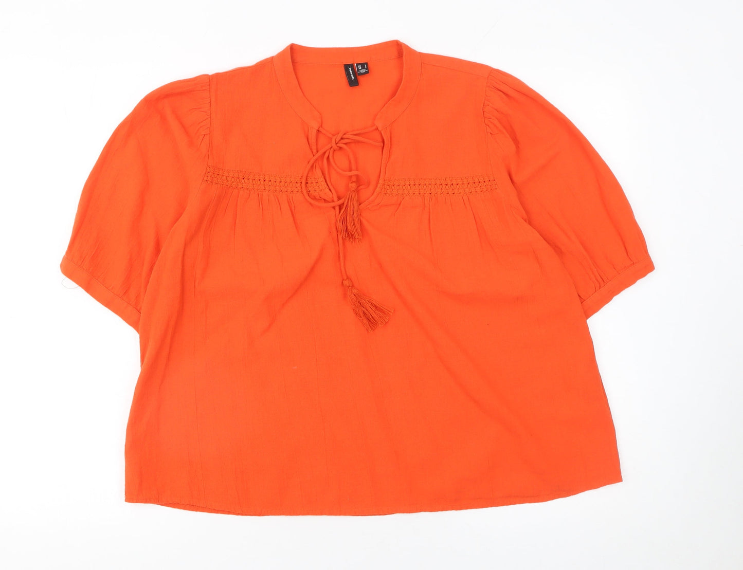 Womens UK Size L VERO MODA Orange Peasant Blouse