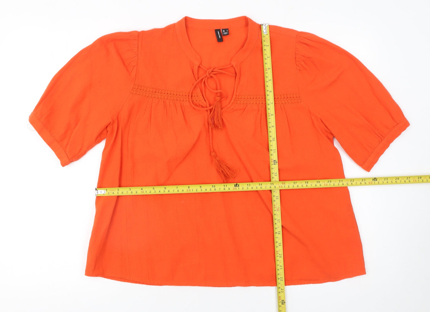 Womens UK Size L VERO MODA Orange Peasant Blouse