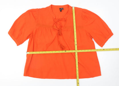 Womens UK Size L VERO MODA Orange Peasant Blouse
