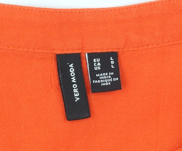 Womens UK Size L VERO MODA Orange Peasant Blouse