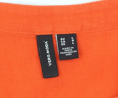 Womens UK Size L VERO MODA Orange Peasant Blouse