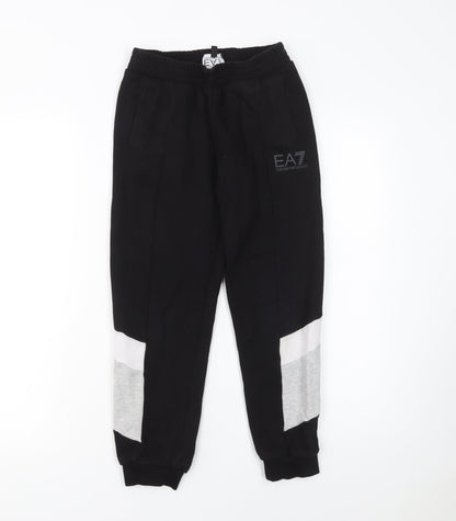 Boys UK Size 10 Years Emporio Armani Regular Fit Jogger Black Trousers