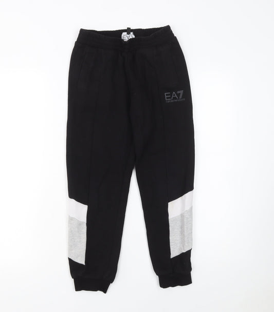 Boys UK Size 10 Years Emporio Armani Regular Fit Jogger Black Trousers