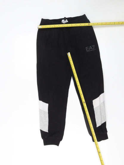 Boys UK Size 10 Years Emporio Armani Regular Fit Jogger Black Trousers