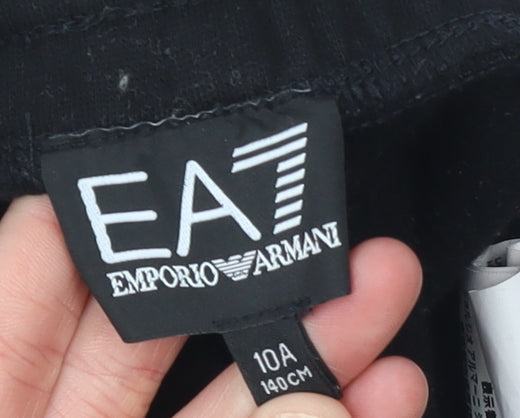 Boys UK Size 10 Years Emporio Armani Regular Fit Jogger Black Trousers