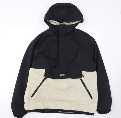 Mens UK Size S OBEY Black Anorak Coat