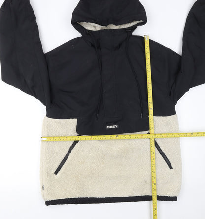 Mens UK Size S OBEY Black Anorak Coat