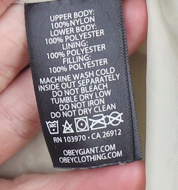 Mens UK Size S OBEY Black Anorak Coat