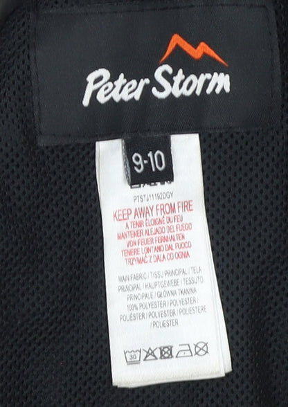 Peter Storm Boys Black Camouflage Hooded Waterproof Rain Coat 9-10 Years