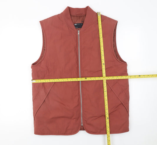 ASOS DESIGN Men's Brown Cotton Nylon Zip Waistcoat Size S 38in
