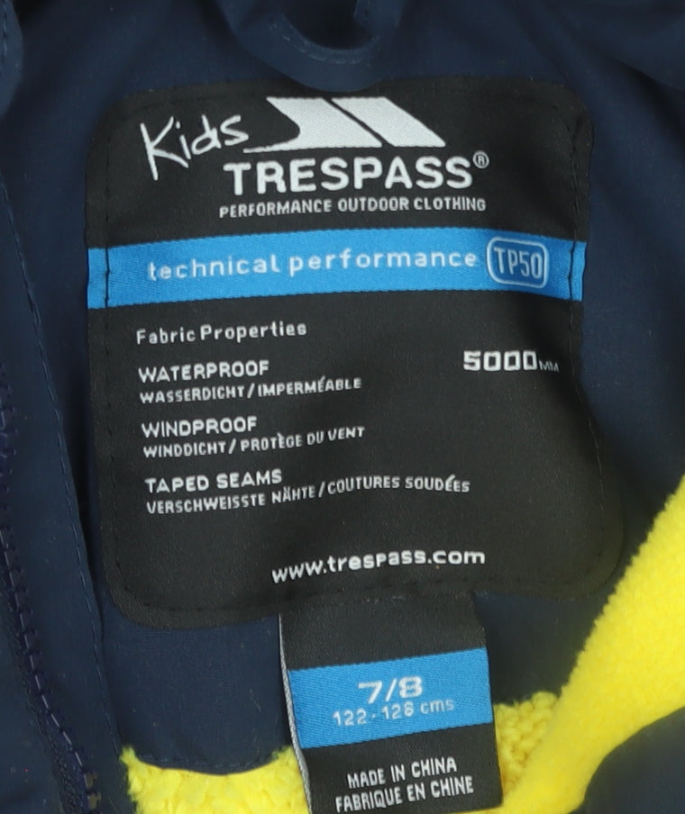 Boys UK Size 7-8 Years Trespass Blue Parka Coat