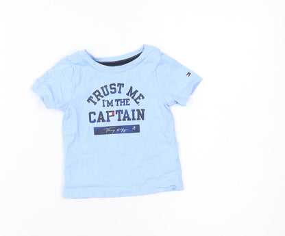Tommy Hilfiger Blue Nautical Graphic Baby T-Shirt 3-6M Cotton Crew Neck