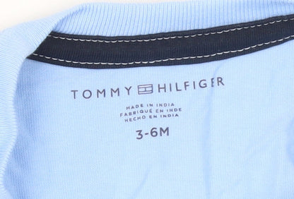 Tommy Hilfiger Blue Nautical Graphic Baby T-Shirt 3-6M Cotton Crew Neck