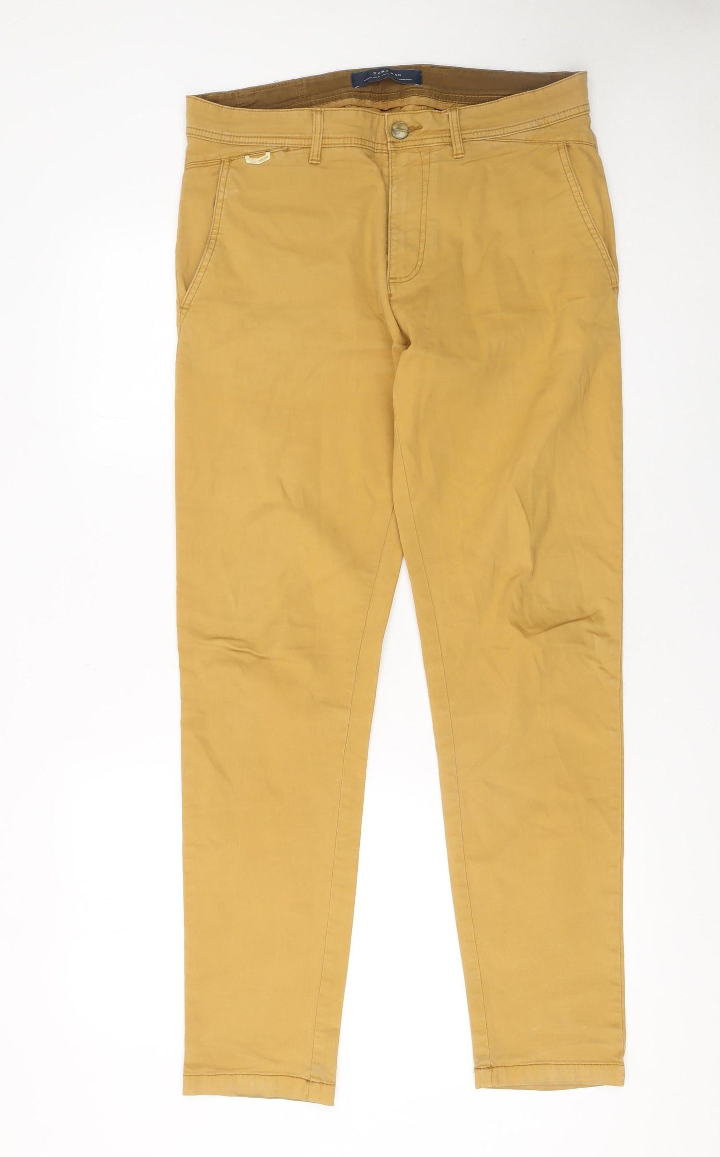 Mens UK Size M Zara Man Slim Fit Chino Brown Trousers