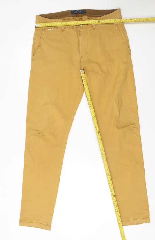 Mens UK Size M Zara Man Slim Fit Chino Brown Trousers
