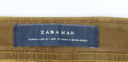 Mens UK Size M Zara Man Slim Fit Chino Brown Trousers
