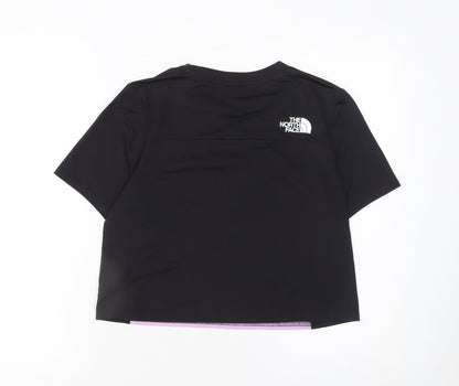 The North Face Girls Black Purple Cropped Active T-Shirt XL FlashDry