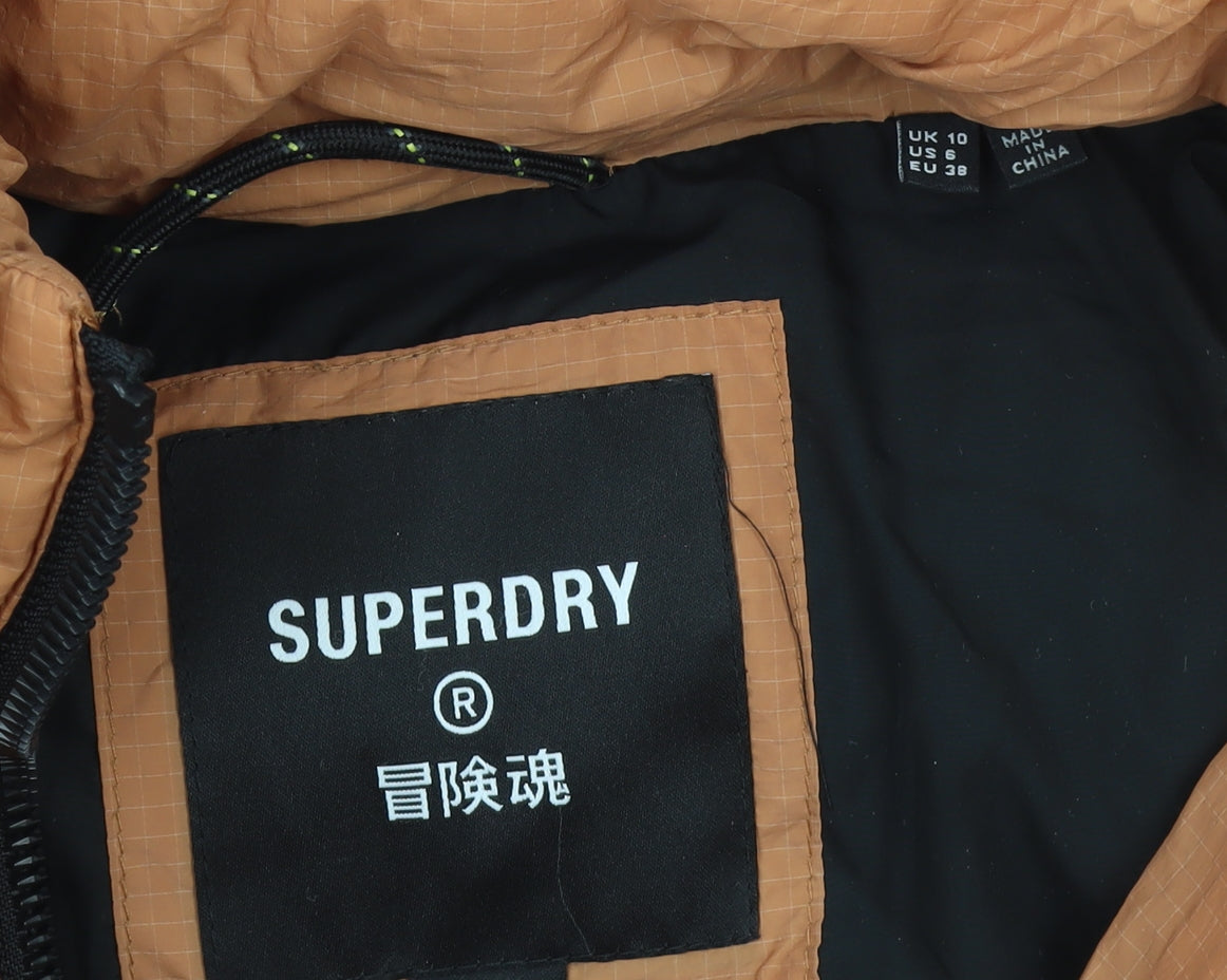 Womens UK Size 10 Superdry Orange Puffer Jacket
