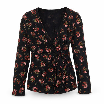Womens UK Size 12 Boohoo Black Wrap Blouse
