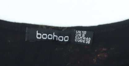 Womens UK Size 12 Boohoo Black Wrap Blouse