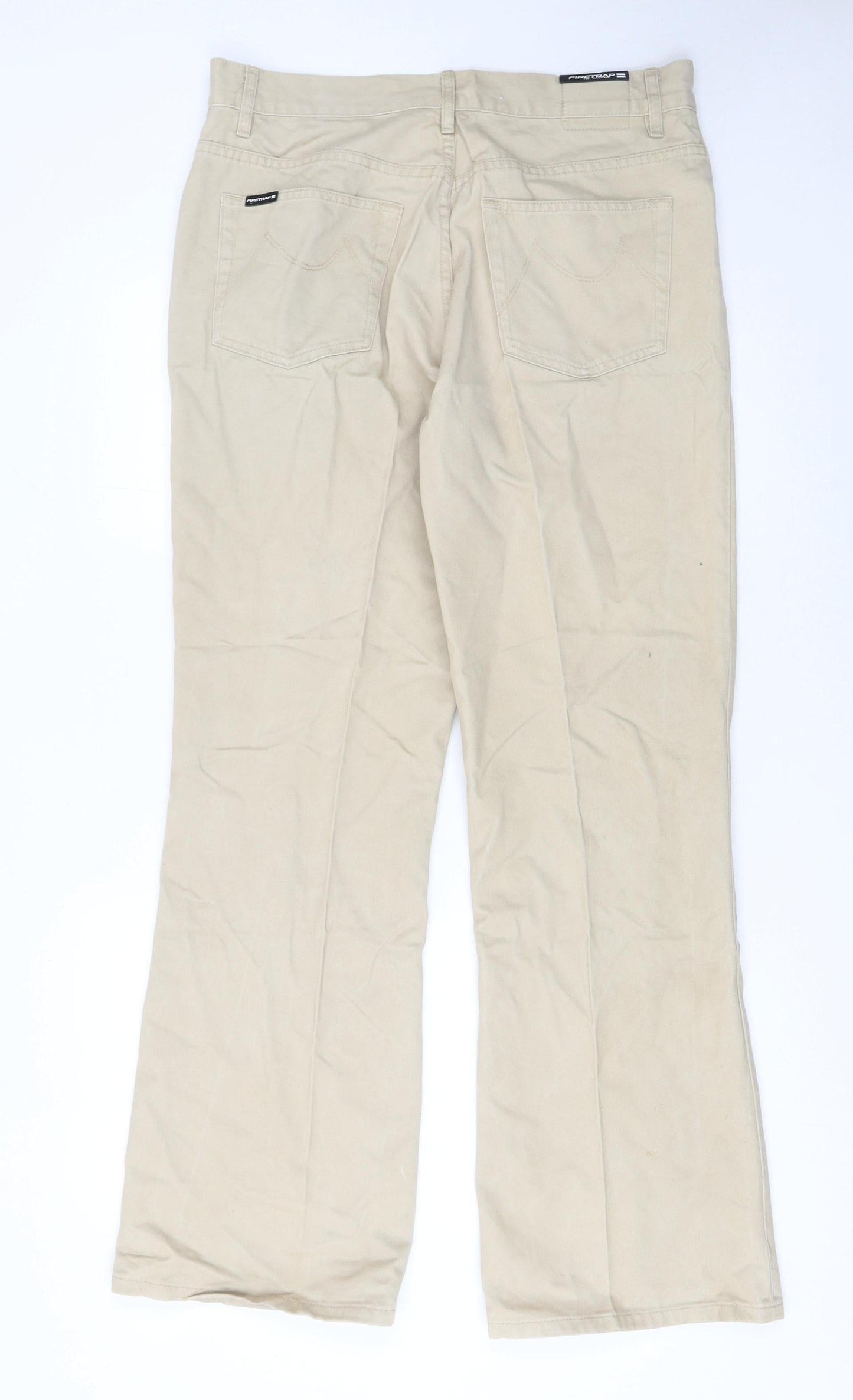 Mens UK Size L Firetrap Regular Fit Chino Beige Trousers