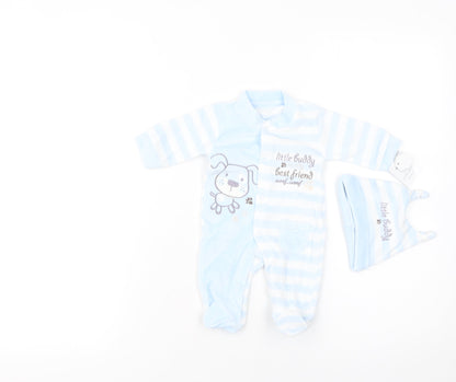 Early Days Unisex Baby Blue Striped Dog Babygrow & Hat Set 0-3 Months