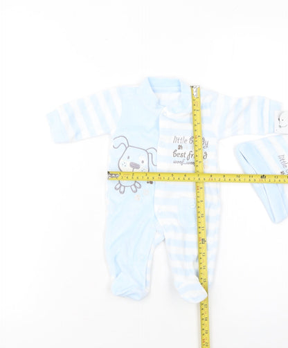 Early Days Unisex Baby Blue Striped Dog Babygrow & Hat Set 0-3 Months