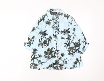 Womens UK Size 8 Topshop Blue Tunic Button-Up