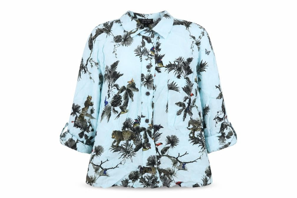 Womens UK Size 8 Topshop Blue Tunic Button-Up