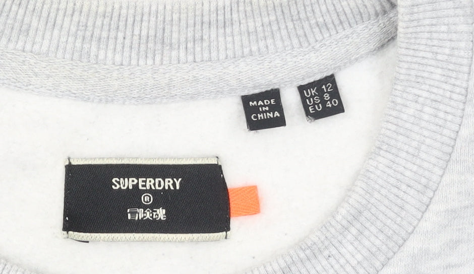 Womens UK Size 12 Superdry Grey Pullover Sweatshirt