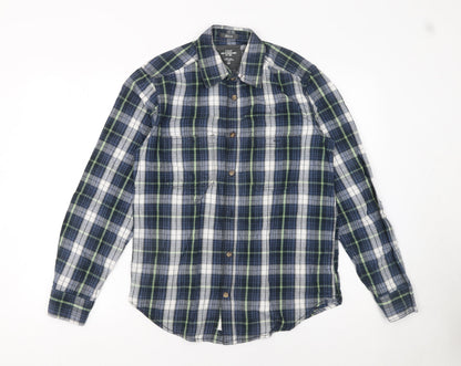 H&M L.O.G.G. Men's Blue Plaid Cotton Long Sleeve Button-Up Shirt Size S