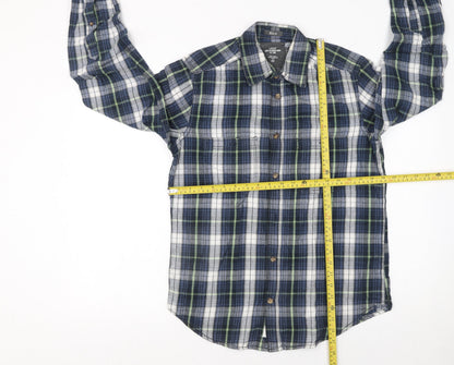 H&M L.O.G.G. Men's Blue Plaid Cotton Long Sleeve Button-Up Shirt Size S