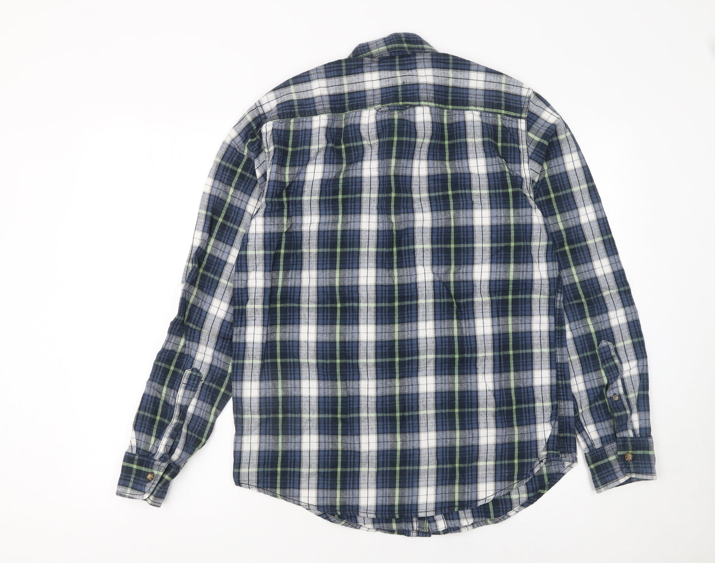 H&M L.O.G.G. Men's Blue Plaid Cotton Long Sleeve Button-Up Shirt Size S