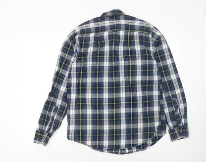 H&M L.O.G.G. Men's Blue Plaid Cotton Long Sleeve Button-Up Shirt Size S