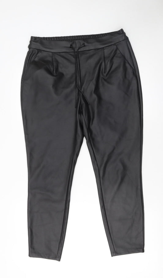 Womens UK Size 12 VERO MODA Regular Fit Jogger Black Trousers