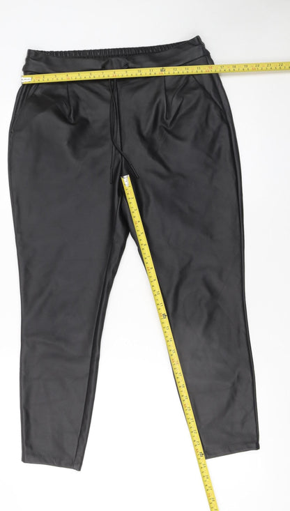 Womens UK Size 12 VERO MODA Regular Fit Jogger Black Trousers