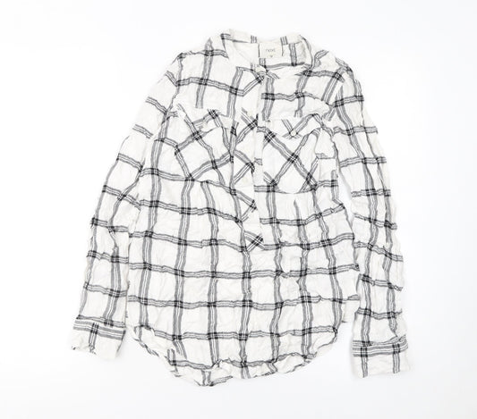 Womens UK Size 10 NEXT White Basic Button-Up