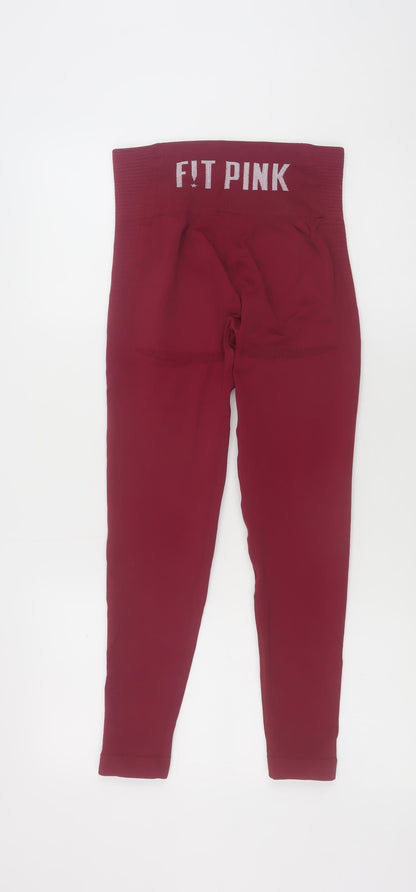 Womens UK Size 10 Fit Pink  Ankle Red Leggings