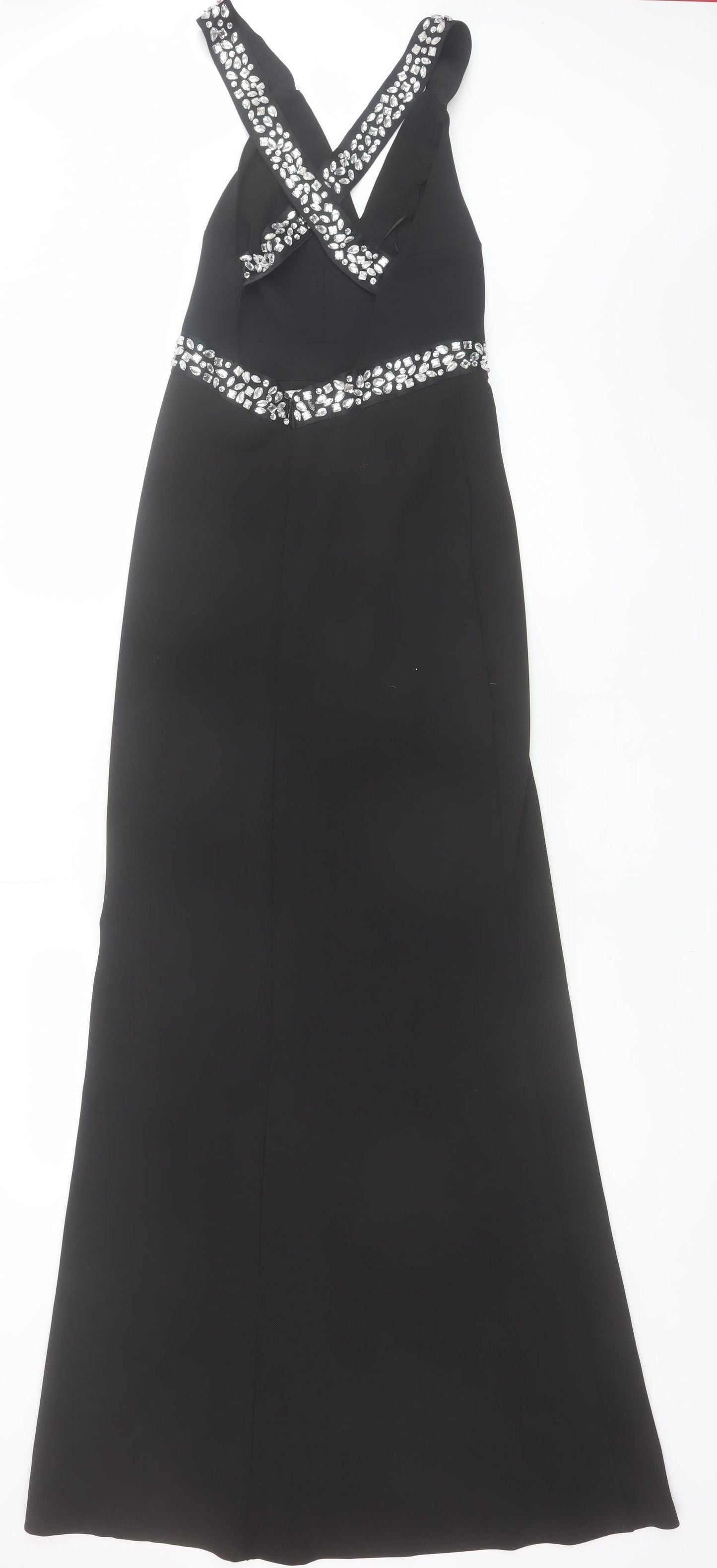 Quiz Women Black Size 6 Halterneck Rhinestone Mermaid Dress