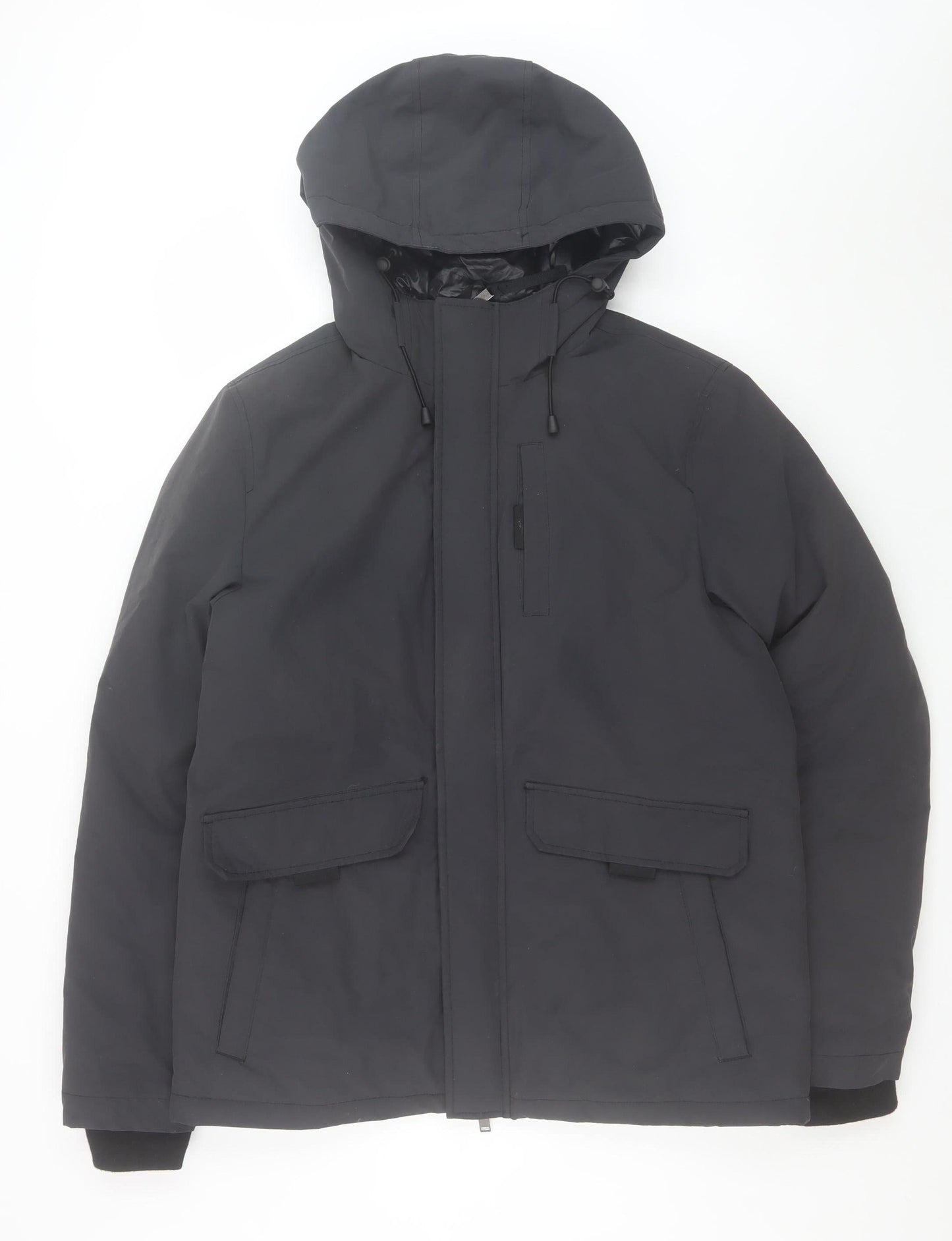 Mens UK Size M Racing Green Black Parka Coat
