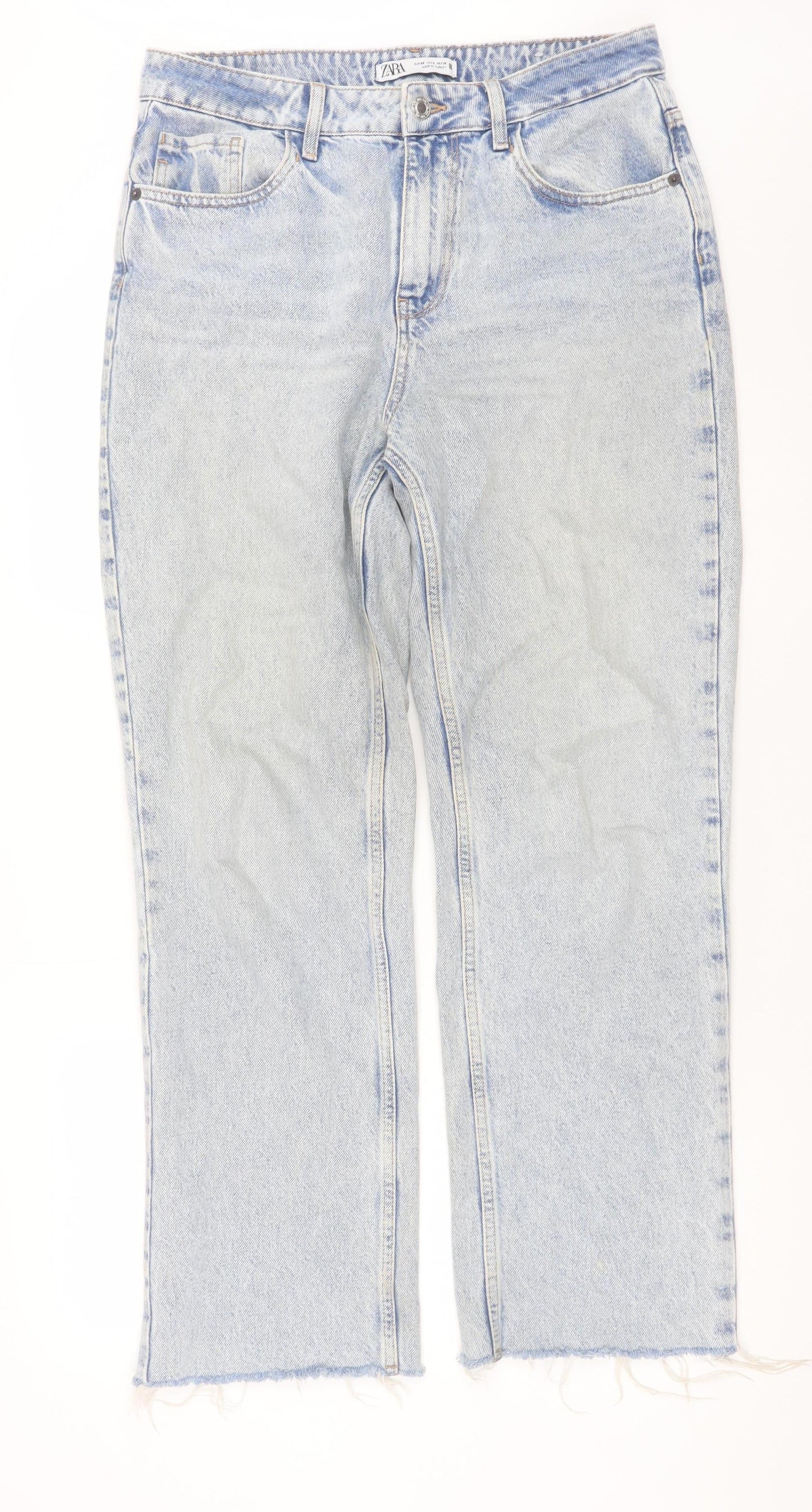 Womens UK Size 12 Zara Regular Fit Straight Blue Jeans