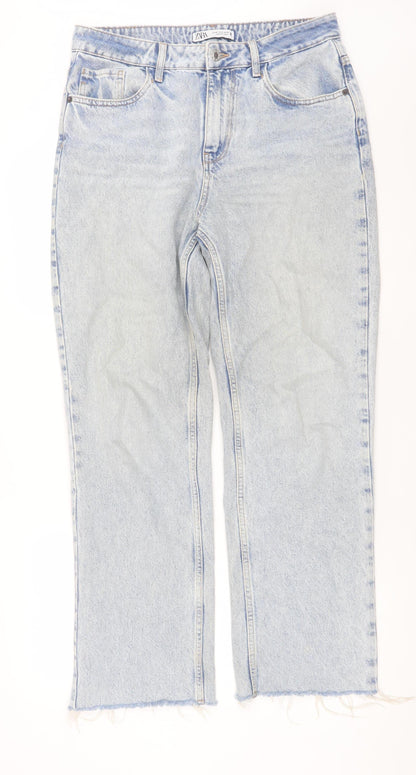 Womens UK Size 12 Zara Regular Fit Straight Blue Jeans